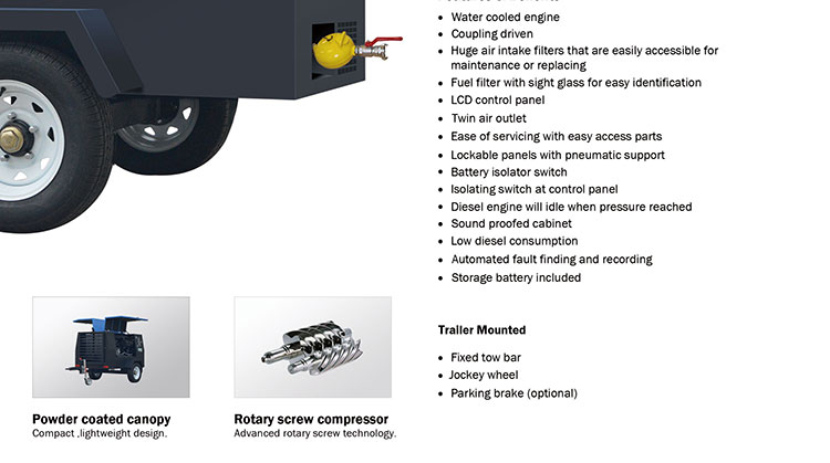 Diesel Mobile Van Air Compressor