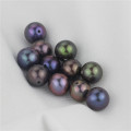 Snh Pfau Farbe runde halb gebohrte Perlen