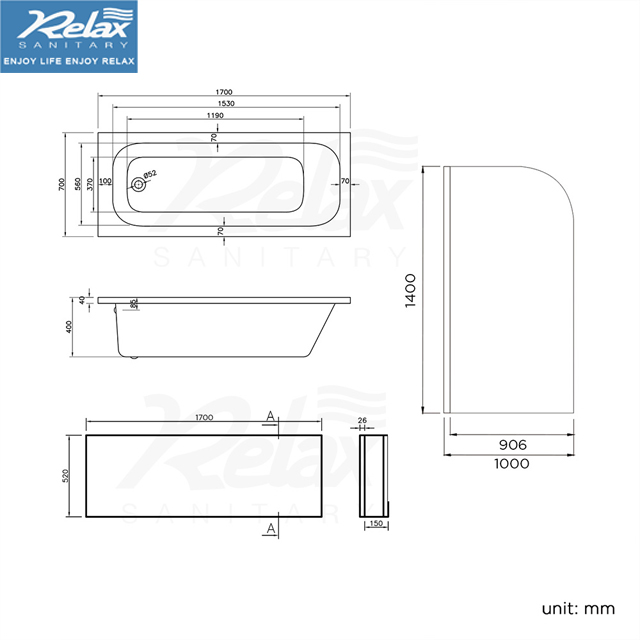 Shower Bath with Screen