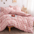 Cotton grid yarn dyed and woven bedding set