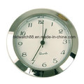 Quartz Movement Insert Round Silver Tone Mini Clock with Numbers