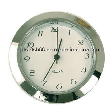 Quartz Movement Insert Round Silver Tone Mini Clock with Numbers