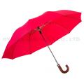 Wine Colored Wooden Handle 2 Folding Umbrella