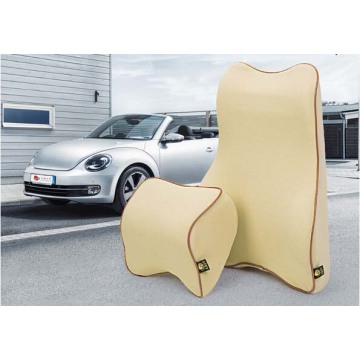 Car Headrest and Back Pillow Neck Support, Waist Support-Beige