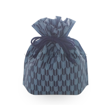 Non-woven Deep Blue Arrow Pattern Drawstring Lunch Bag