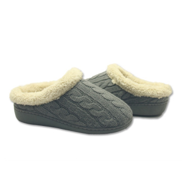 ladies full fuzzy house shoes cable knit slippers