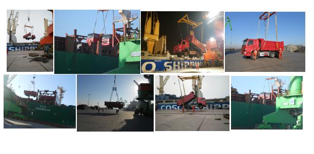 our trucks and machinery shipped on board