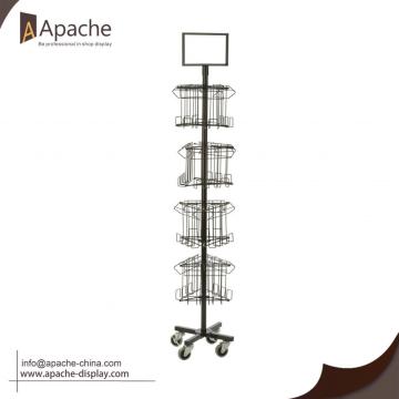 Spinning Tiered Holders Portable Magazine Display Rack