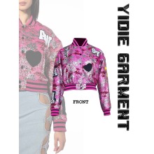 Windproof Sweet Shiny Jacquard Preppy Punk Jacket