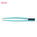 Slanted end Stainless steel eyebrow tweezers with brush