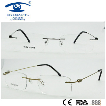 2015 Slim Titanium Fashion Rimless Titanium Brillengestell (1016)