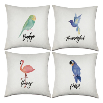 Set of Birds Throw Pillow Covers Flamingo Parrot Decorative Cushion Cover Pillow Case for Sofa Bedroom Car Couch 18 x 18 Inch