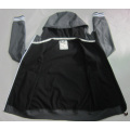 Yj-1068 Boys Mens Black Waterproof Breathable Microfleece Hooded Softshell Jacket