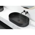 Stainless Steel Matt Black Oval Bathroom Single Basin