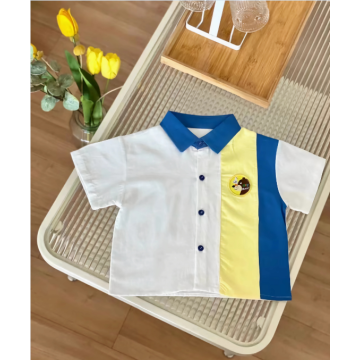 Baby Koreanstyle multicolor block casual short sleeved shirt