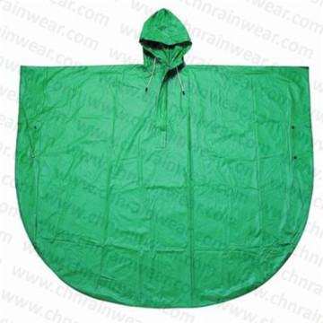 Cheap Promotional Green PVC Hooded Rain Poncho for Children