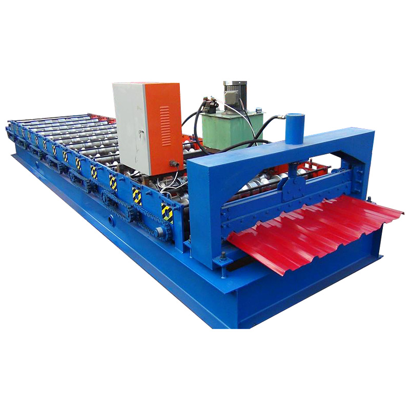 Red Trapezoidal Roofing Sheet Roll Forming Machine