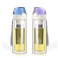 Portable Double Wall Glass Tea Bottle with Infusion