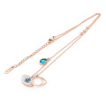 Dainty Rose Gold Blue Crystal Evil Eye Necklace