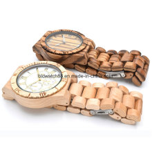 Relógio de madeira para homens Mulher Zebrawood Analog Wood Watch