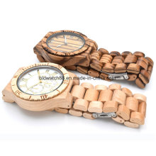 Montre en bois pour hommes Montre à bois analogique Zebrawood pour femme