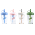 Plastic straw portable water bottle with straw