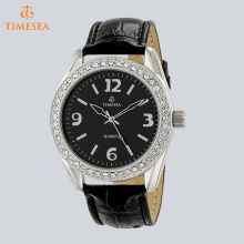 Women′s Silver-Tone Crystal Accented Leather Strap Watch 71269