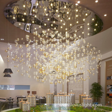 Golden large popular chandelier hotel lobby chandelier hotel led ceiling popular chandelier