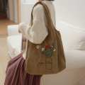 Flowers Embroidery patch Cloth Handbag Tote Shopping Bags