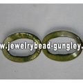 green oval shape freshwater shell beads