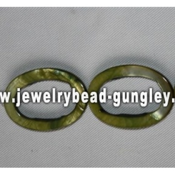 forma oval verde água doce shell beads