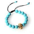 New fashion natural stones skull  Lava stone beads bracelet