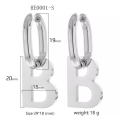 Fashion Popular Stainless Steel Letter B Hoop Earrings