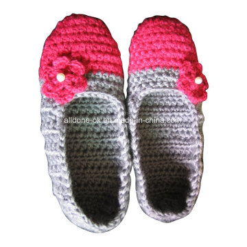 OEM hecho a mano de punto de ganchillo de lana pantuflas calcetines zapatos de ballet
