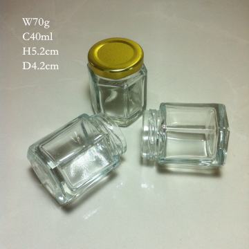 40ml Hexagonal Glass Jar with Metal Cap