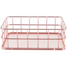 Rose Gold Basket Makeup Organizer Box