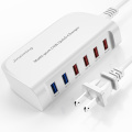 Adaptador de alimentação USB de carregamento rápido de 6 portas branco