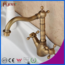 Fyeer Brass Dual Handle Robinet de lavabo Retro Syle Robinet mélangeur d&#39;eau Wasserhahn