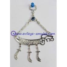 Blue evil eye pendant home decoration metal sword