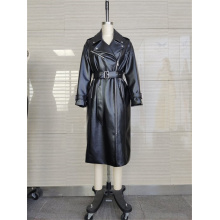 Ladies 100% PU Smooth Black Waterproof Trench Coat