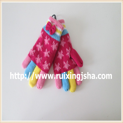 children Acrylic Jacquard Winter Knit Gloves