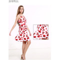 Summer New Women Sexy Halter Print Dress Robe manches longues européenne et américaine V-Neck sans manches