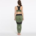 Jambières de yoga teintes de vert Pantalons de sport à mailles noires MOQ