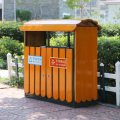 Cubo de basura de acero-madera al aire libre separado (C6500)