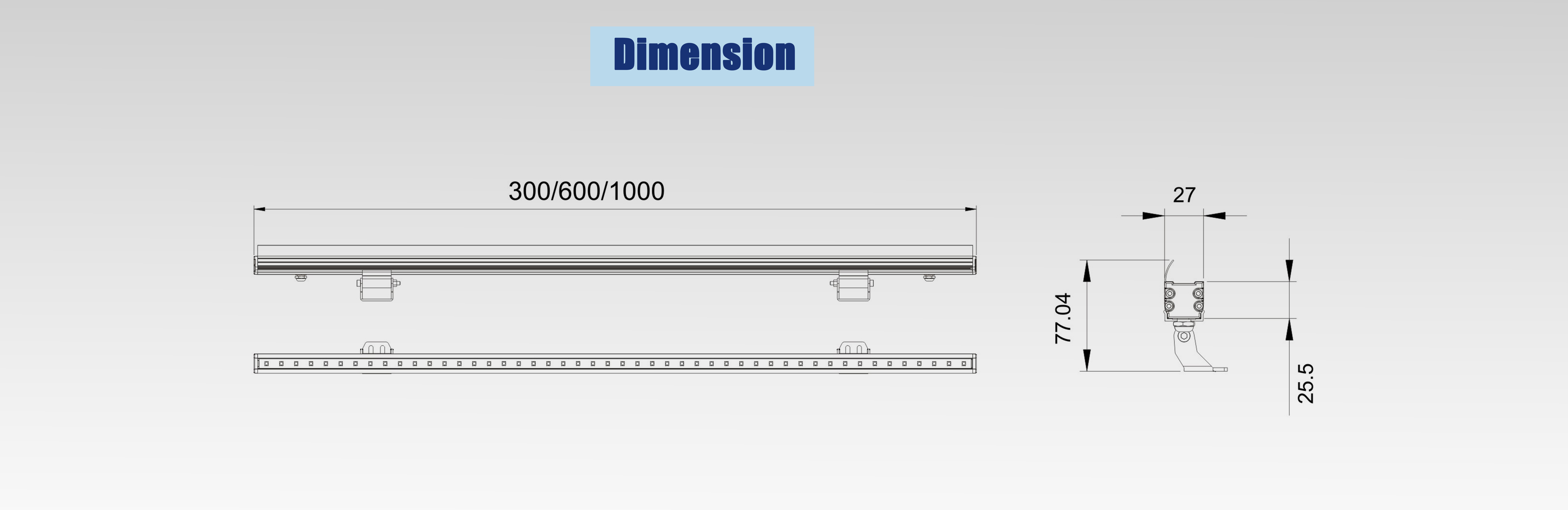 led rigid bar light dimension