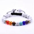 7 Chakra Charm Natural Stone Beads pulseira de tecido