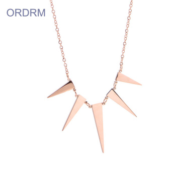 Womens Simple Rose Gold Geometric Pendant Necklace