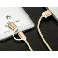 2 in 1 Nylon Geflochtene USB Charge Sync Kabel für Micro und Ios Phone