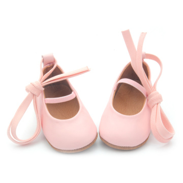 Chaussures habillées roses mignonnes en cuir véritable pour bébé