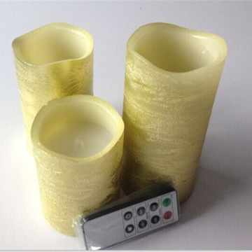 luxury remoted control gold pillar led candle